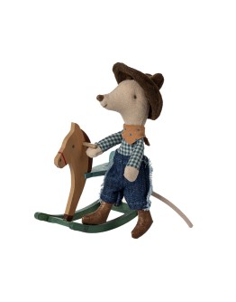 MAILEG - Cowboy mouse on rocking horse, Little brother
