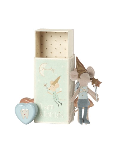 MAILEG - Tooth fairy mouse in matchbox - Blue