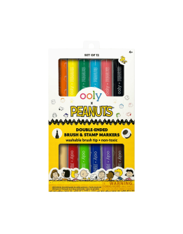 OOLY - x Peanuts: Double-Ended Brush & Stamp Markers (Set of 6 / 12 Colors)