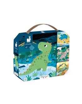 JANOD - Puzzel – 4 puzzels Dinosarus (6-9-12-16 stukken)