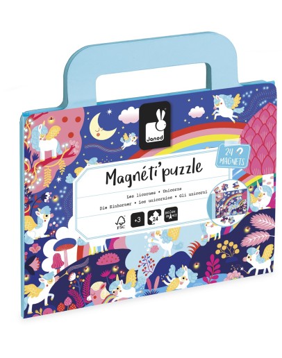 JANOD - Magnetipuzzel - Eenhoorns - 24 stukjes