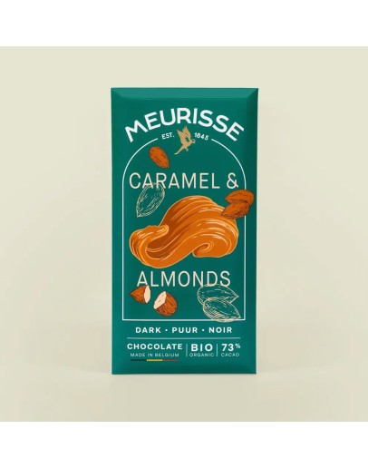 MEURISSE - Biologische pure chocolade met gekarameliseerde amandelen (100g)