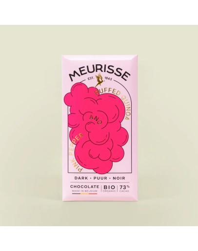MEURISSE - Biologische pure chocolade met gepofte quinoa en roze peper (100g)