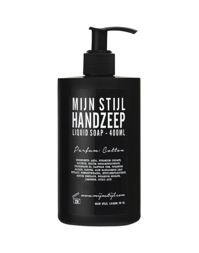 MIJN STIJL - Handzeep parfum Cotton 400 ml (zwarte fles)