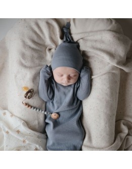 MUSHIE - Rib baby mutsje - Gray melange