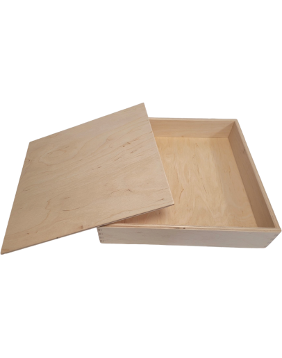 Houten speelbak met deksel (25x25x5 cm)
