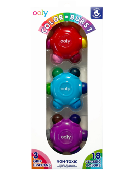 OOLY - Color Burst Grip Crayons - Set of 3 / 18 Colors