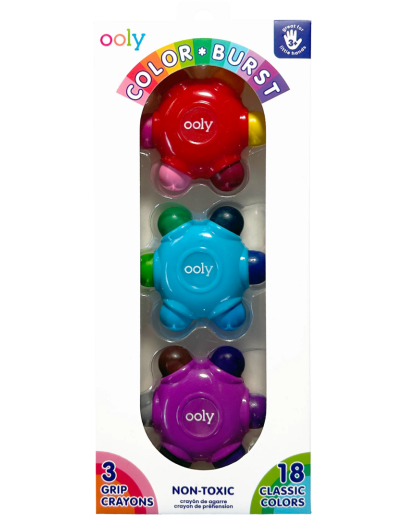 OOLY - Color Burst Grip Crayons - Set of 3 / 18 Colors