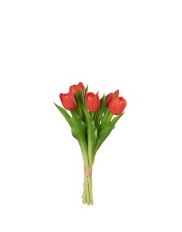 Kunst tulpen boeket - 7 stuks - Koraal roze - Small