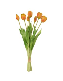 Kunst tulpen boeket - 7 stuks - Oranje/geel - Large