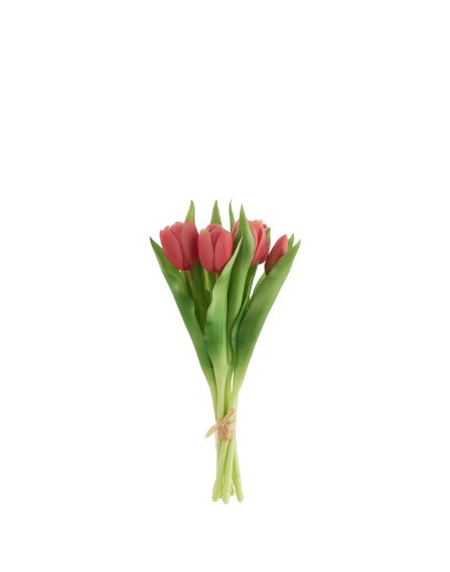 Kunst tulpen boeket - 7 stuks - Fel roze - Small