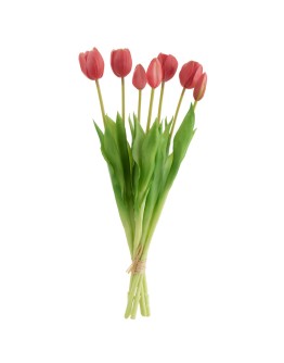 Kunst tulpen boeket - 7 stuks - Felroze - Large