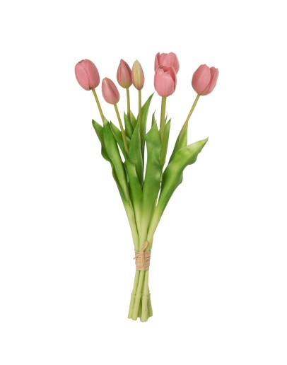 Kunst tulpen boeket - 7 stuks - Roze - Large