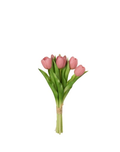 Kunst tulpen boeket - 7 stuks - Roze - Small