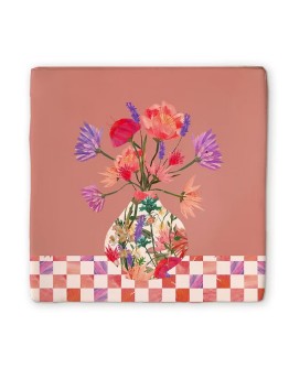 ORIGINEELTJE - Tegel Vaasje bloemen creme