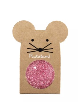RATATAM - Stuiterbal Glitter Mouse - Pink
