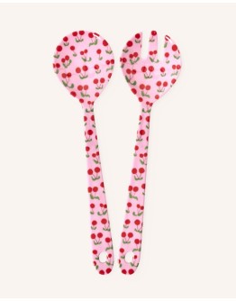 RICE - Salad Servers - Pink - Cherries Print