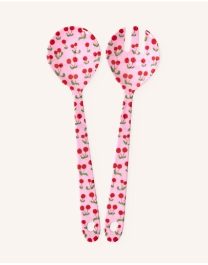 RICE - Salad Servers - Pink - Cherries Print RICE - Salad Servers - Pink - Cherries Print