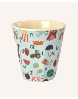 RICE - Medium Melamine Beker - Blue ABC Print