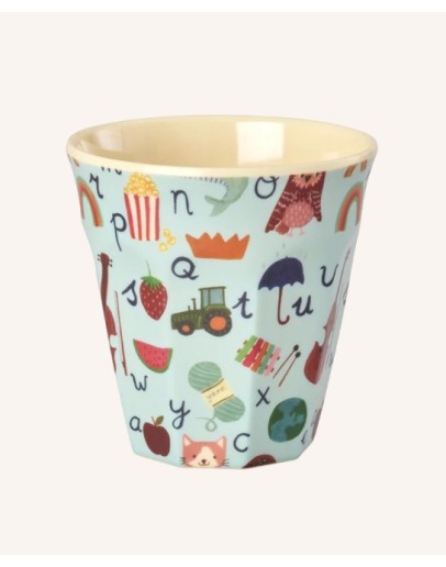 RICE - Medium Melamine Beker - Blue ABC Print