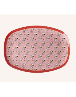 RICE - Large Rectangular Dinner Plate - Pink - Snoopy Print