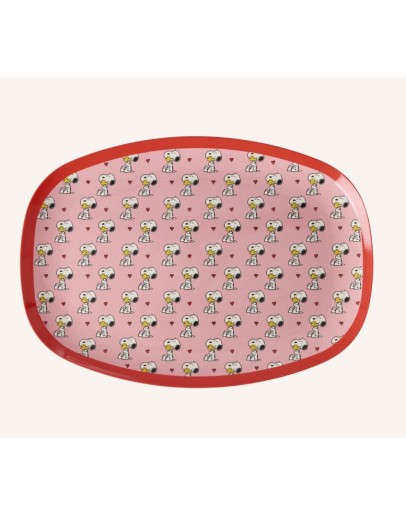 RICE - Large Rectangular Dinner Plate - Pink - Snoopy Print RICE - Large Rectangular Dinner Plate - Pink - Snoopy Print