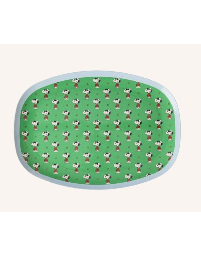RICE - Large Rectangular Dinner Plate - Green - Snoopy Print RICE - Large Rectangular Dinner Plate - Green - Snoopy Print