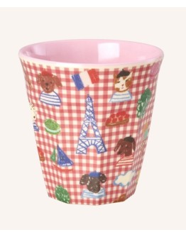 RICE - Medium Melamine Beker - Red Kids in Paris Print