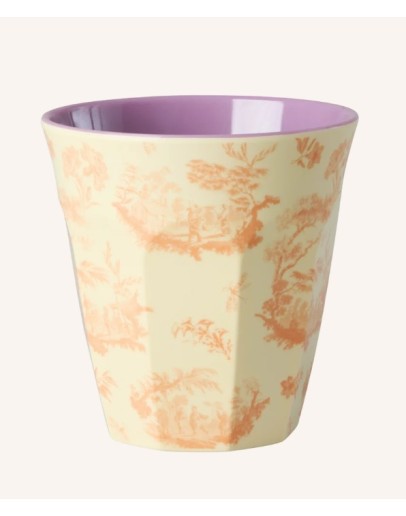 RICE - Medium Melamine Beker - Cream - Toile de rice Print