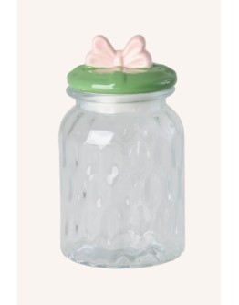 RICE - Medium Bow Glass Jar - Green