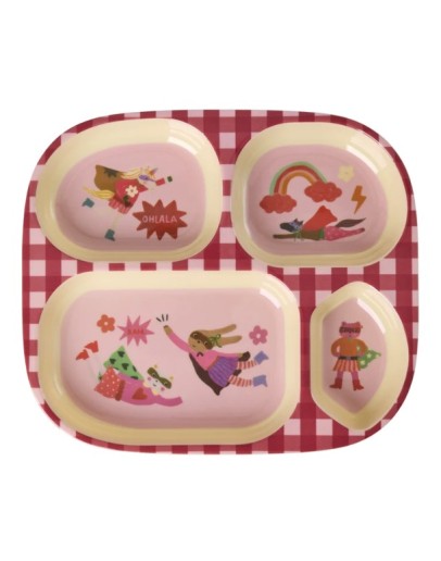 RICE - Kids 4 Room Plate - Pink - Hero Print