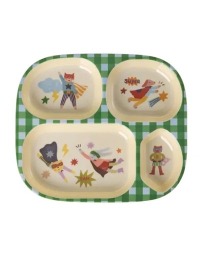 RICE - Kids 4 Room Plate - Green - Hero Print