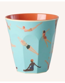 RICE - Medium Melamine Beker - Blue - Retro Swimster Print