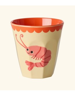 RICE - Medium Melamine Beker - Cream - New Shrimp Print