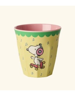 RICE - Medium Melamine Beker - Soft Yellow Snoopy Print