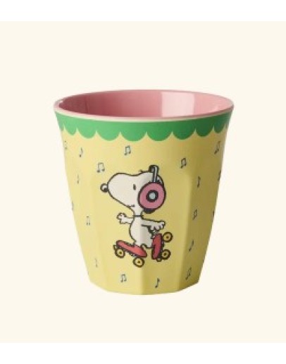 RICE - Medium Melamine Beker - Soft Yellow Snoopy Print