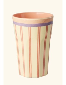 RICE - Large Melamine Beker - Cream Stripey Love Print