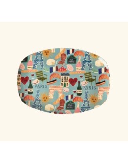 RICE - Large Rectangular Dinner Plate -Soft Blue - Paris Mon Amour