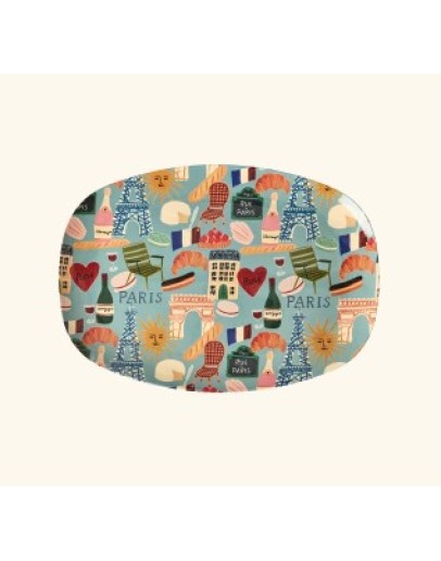 RICE - Large Rectangular Dinner Plate -Soft Blue - Paris Mon Amour