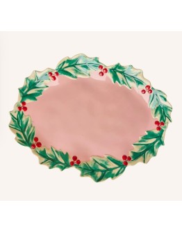 RICE - Melamine Xmas serving dish - Pink with Hawthorn edge