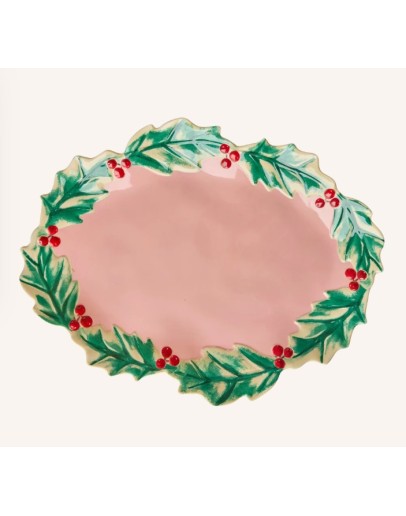 RICE - Melamine Xmas serving dish - Pink with Hawthorn edge RICE - Melamine Xmas serving dish - Pink with Hawthorn edge