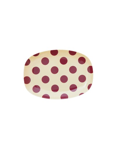 RICE - Small Rectangular Melamine Plate - Purple Dots Print