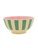 RICE - Medium Melamine Bowl - Green Stripe Print