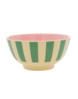 RICE - Medium Melamine Bowl - Green Stripe Print
