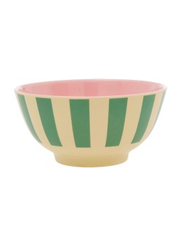 RICE - Medium Melamine Bowl - Green Stripe Print
