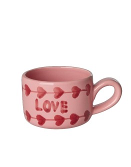 RICE - Keramiek Cappuccinokopje - Roze - Hand-painted LOVE