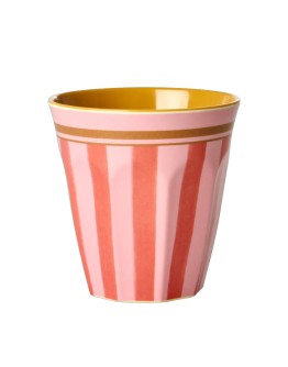 RICE - Medium Melamine Beker - Roze - Organic Stripes Print