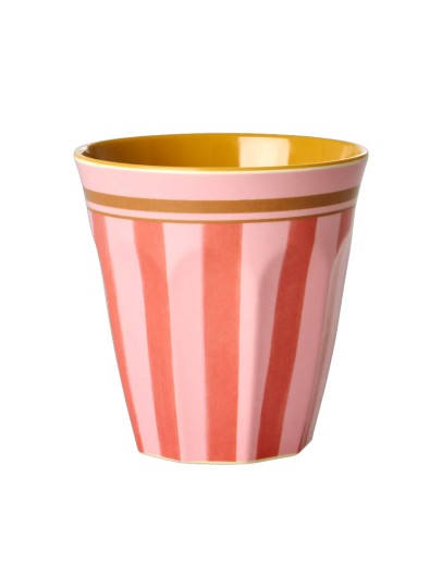 RICE - Medium Melamine Beker - Roze - Organic Stripes Print