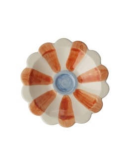 RICE - Small Ceramic Dipping Bowl - Orange - Hand-painted Stripes