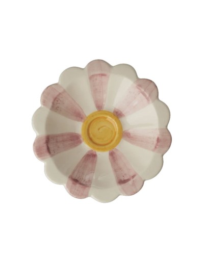 RICE - Small Ceramic Dipping Bowl - Pink - Hand-painted Stripes
